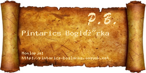Pintarics Boglárka névjegykártya